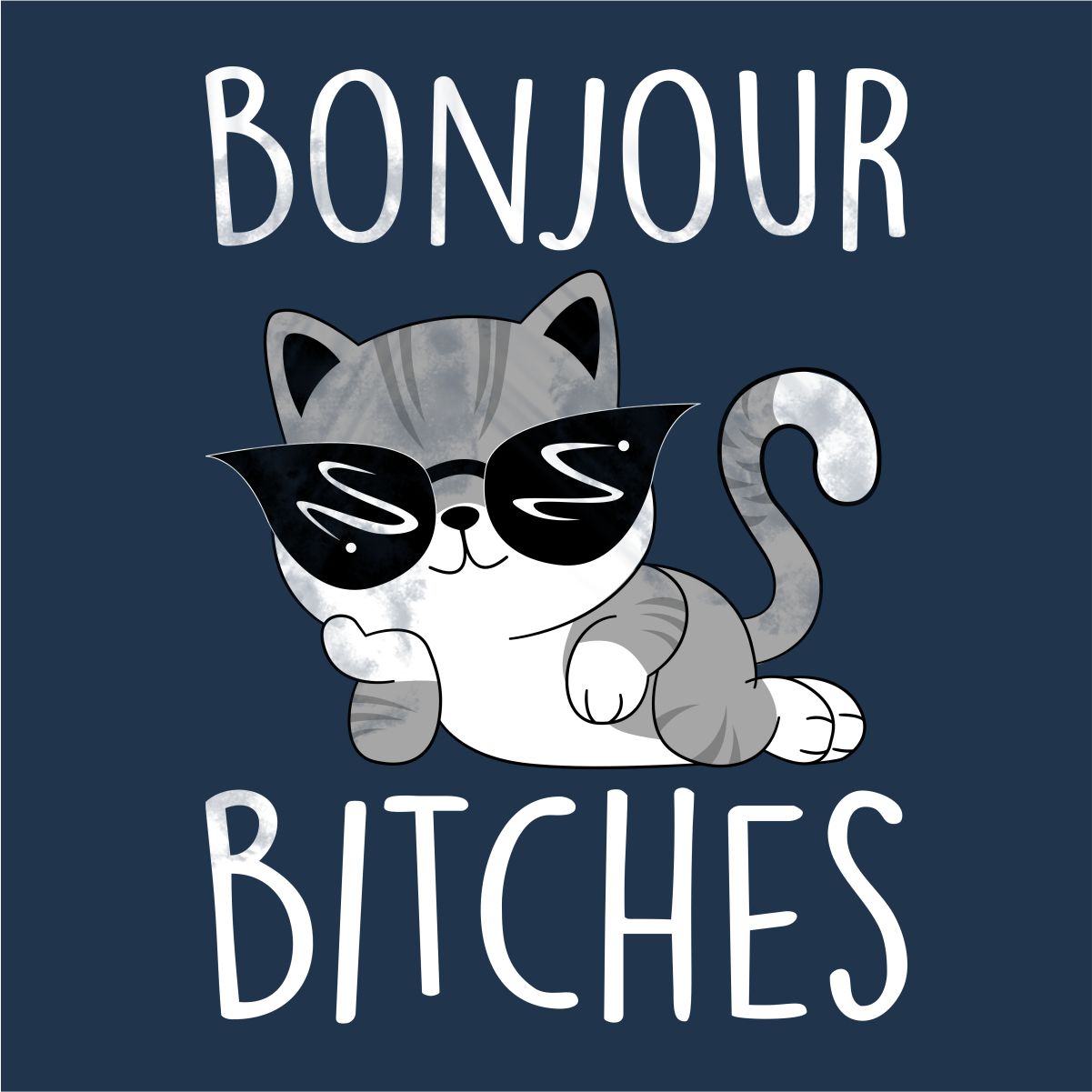 Sinine UNISEX dressipluus ilma kapuutsita "Bonjour bitches"