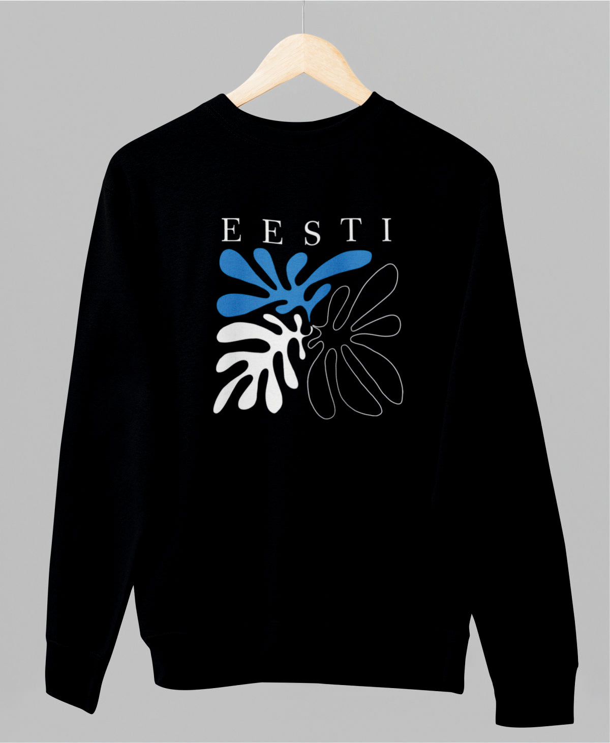 Must UNISEX dressipluus ilma kapuutsita "Eesti värvid"