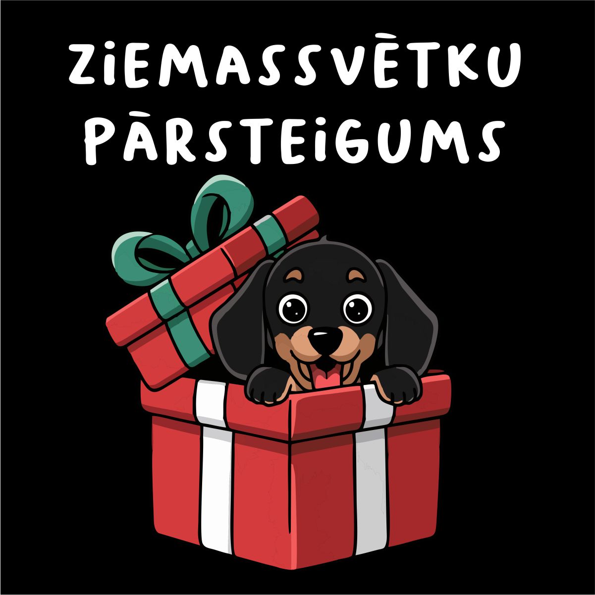 Melns UNISEX džemperis bez kapuces "Ziemassvētku pārsteigums"