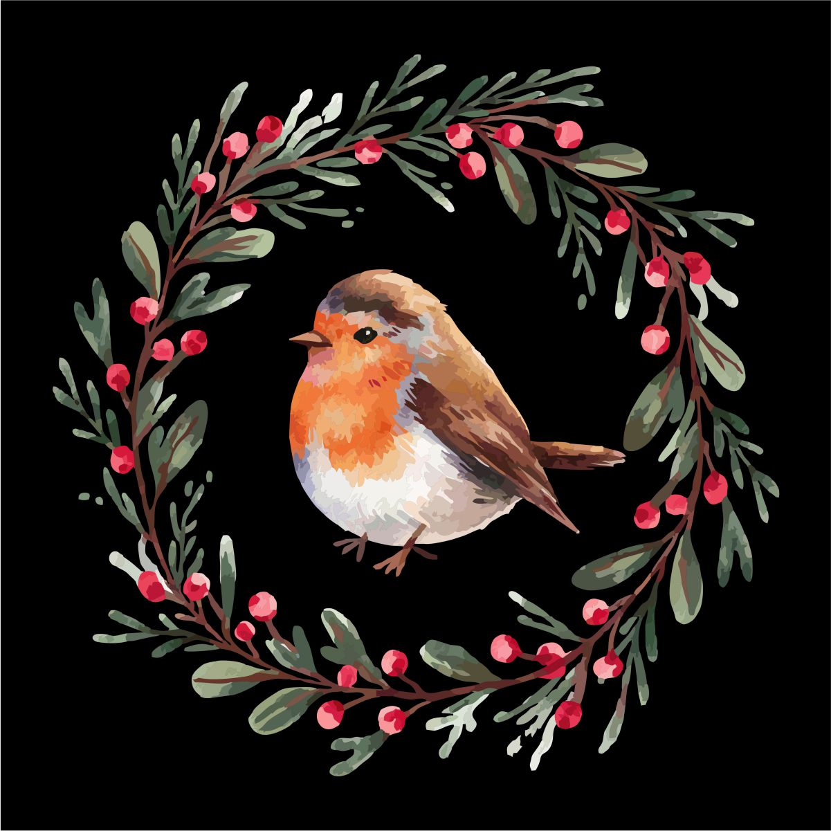 Melns UNISEX džemperis bez kapuces "Ziemassvētku putniņš"