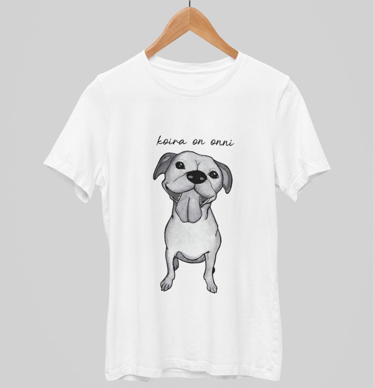 Valkoiset unisex T-paidat "Koira on onni"