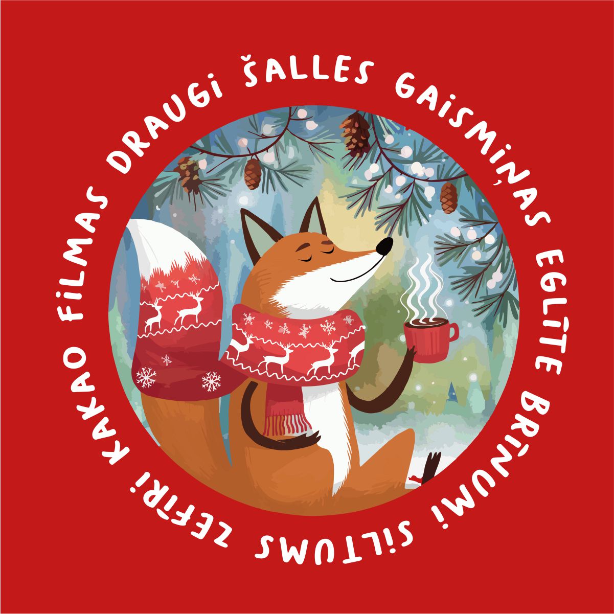 Sarkans UNISEX džemperis bez kapuces "Ziemassvētku simboli"