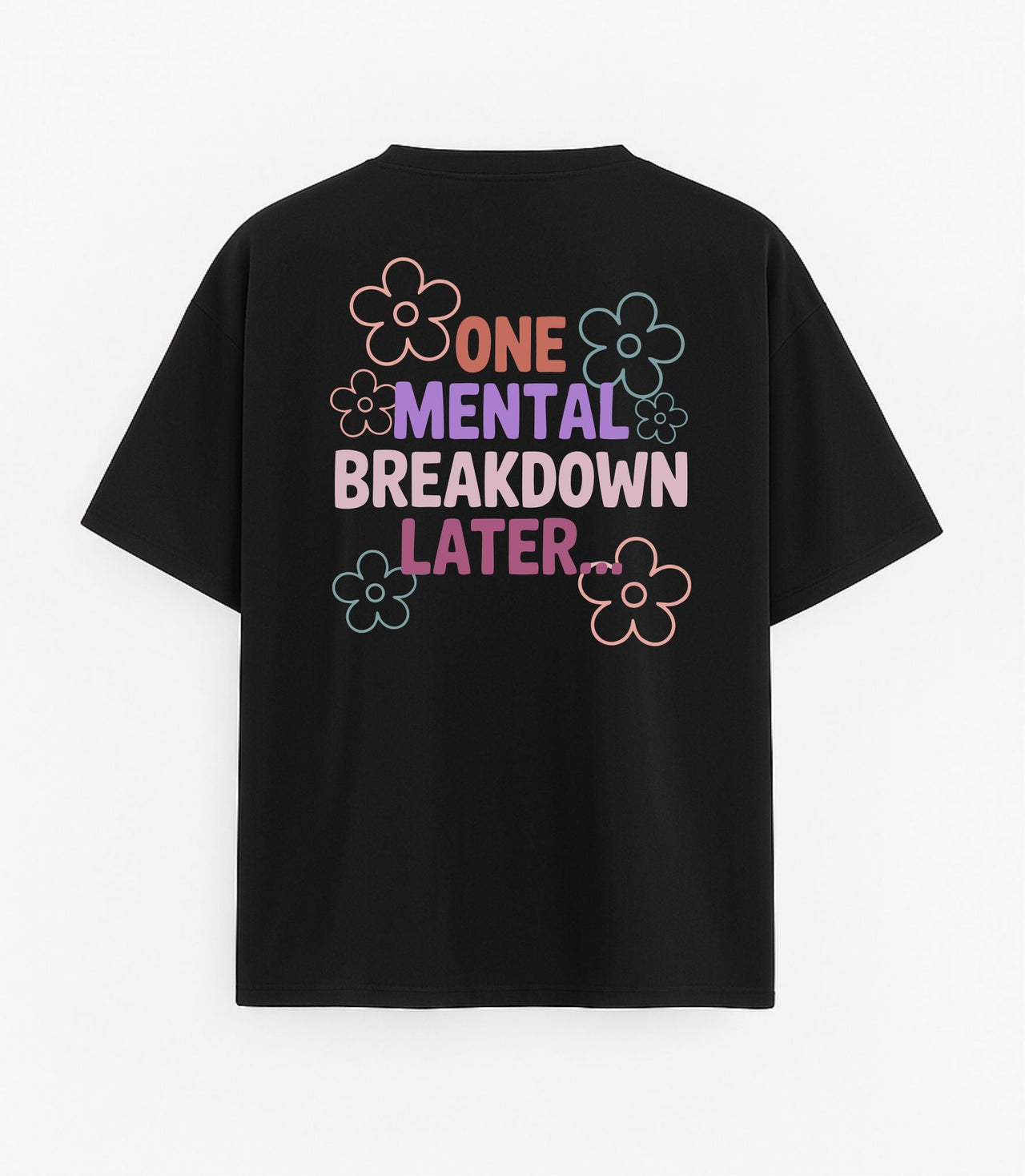 JUODI OVERSIZED MARŠKINĖLIAI "MENTAL BREAKDOWN"