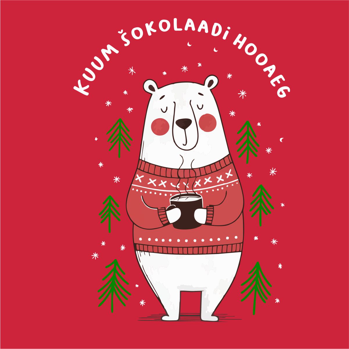 Punane UNISEX pusaer ilma kapuutsita "Kuum šokolaadi hooaeg"