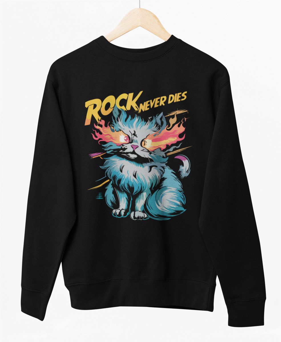 Svart UNISEX sweatshirt ”Rock never dies”