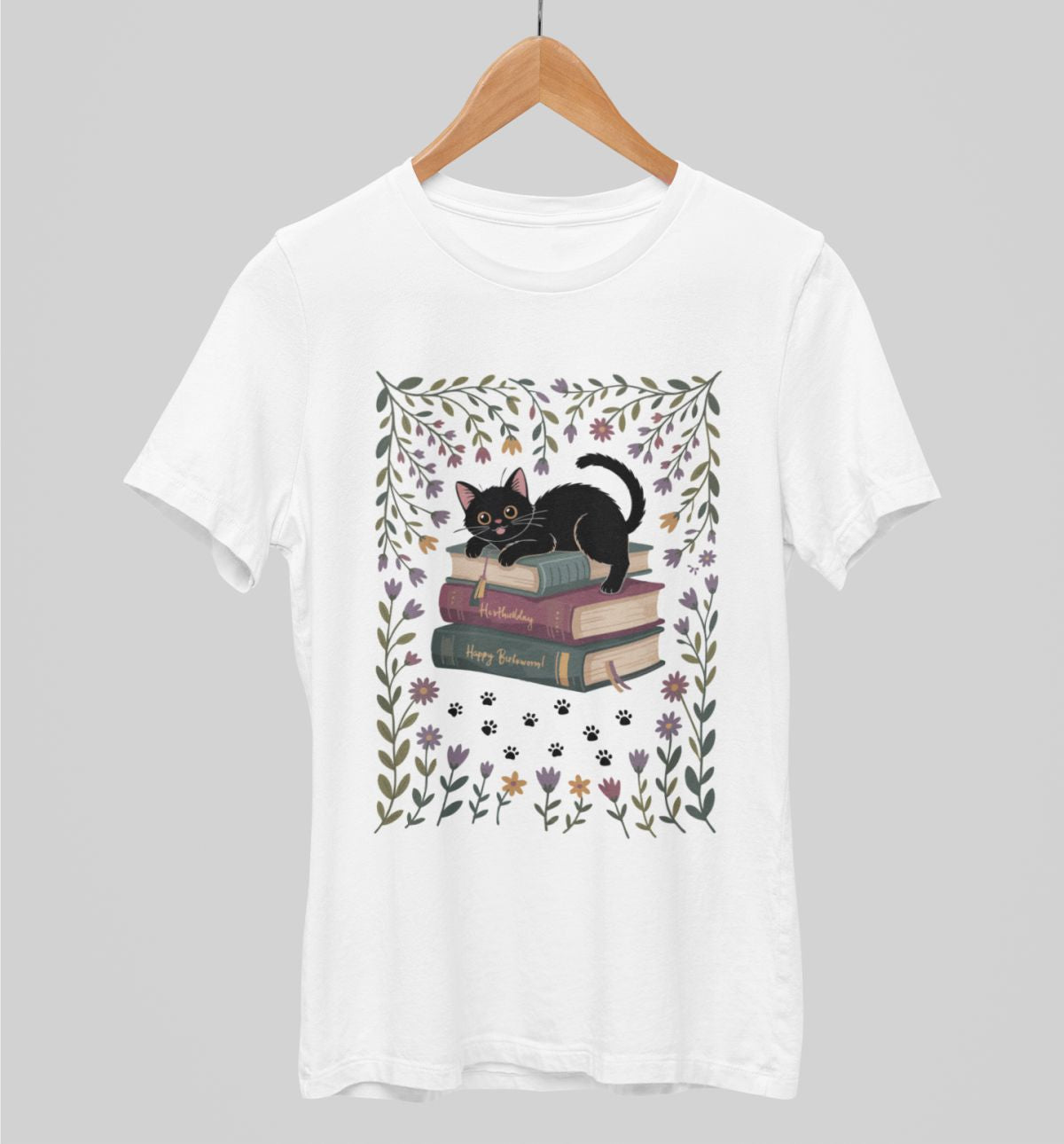Vit UNISEX T-shirt Cats and Books