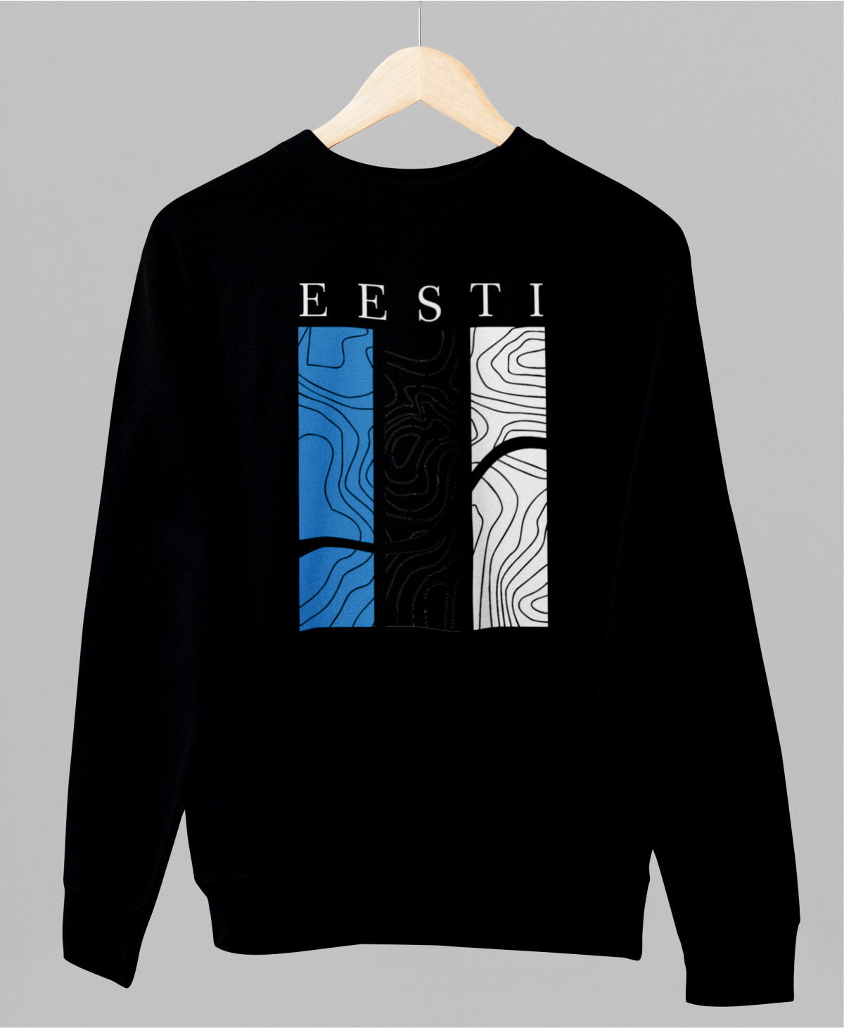 Must UNISEX dressipluus ilma kapuutsita "Eesti mustrites"