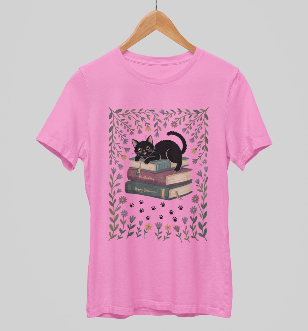 Rosa UNISEX T-shirt Cats and Books