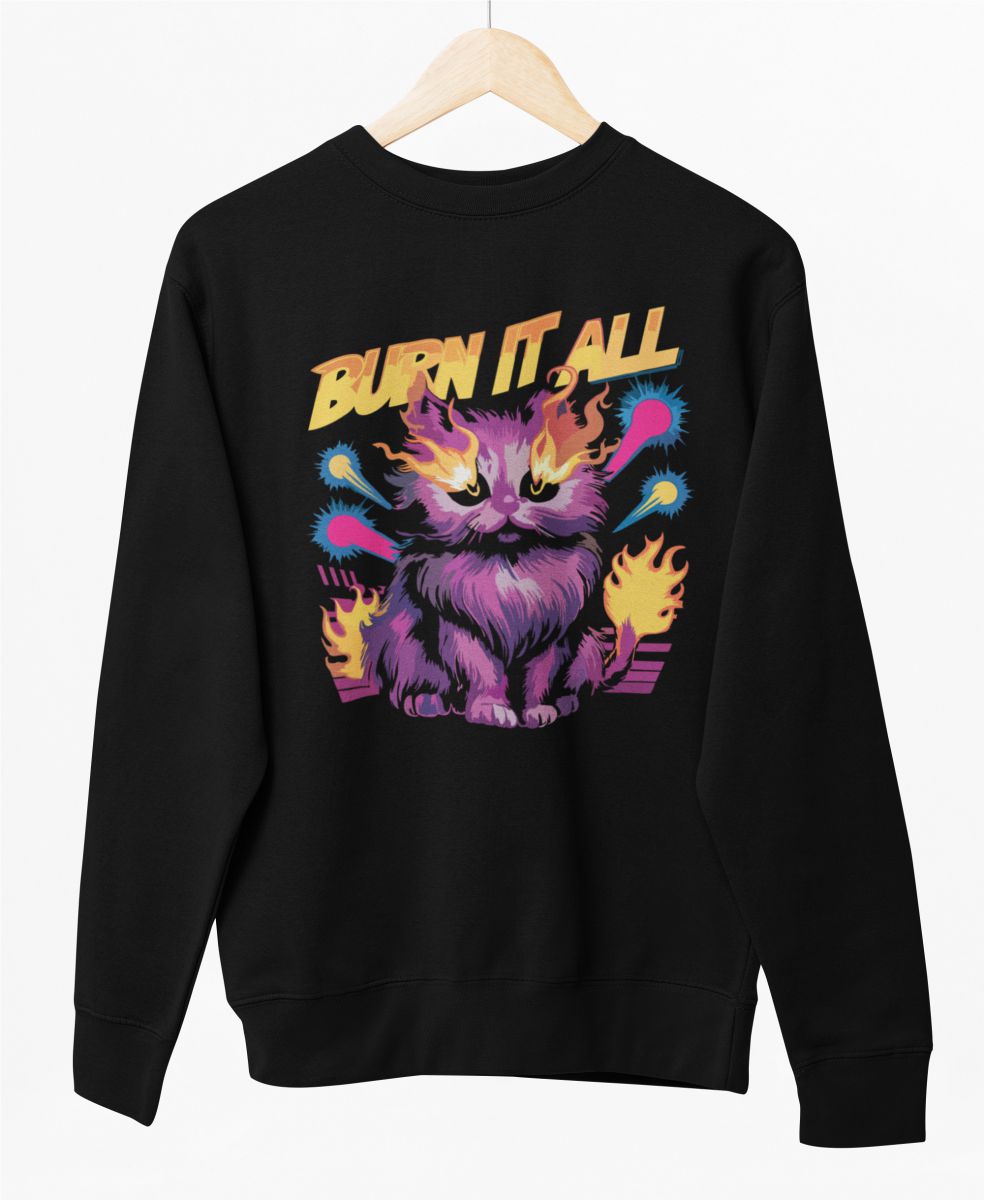 Svart UNISEX sweatshirt ”Burn it all”