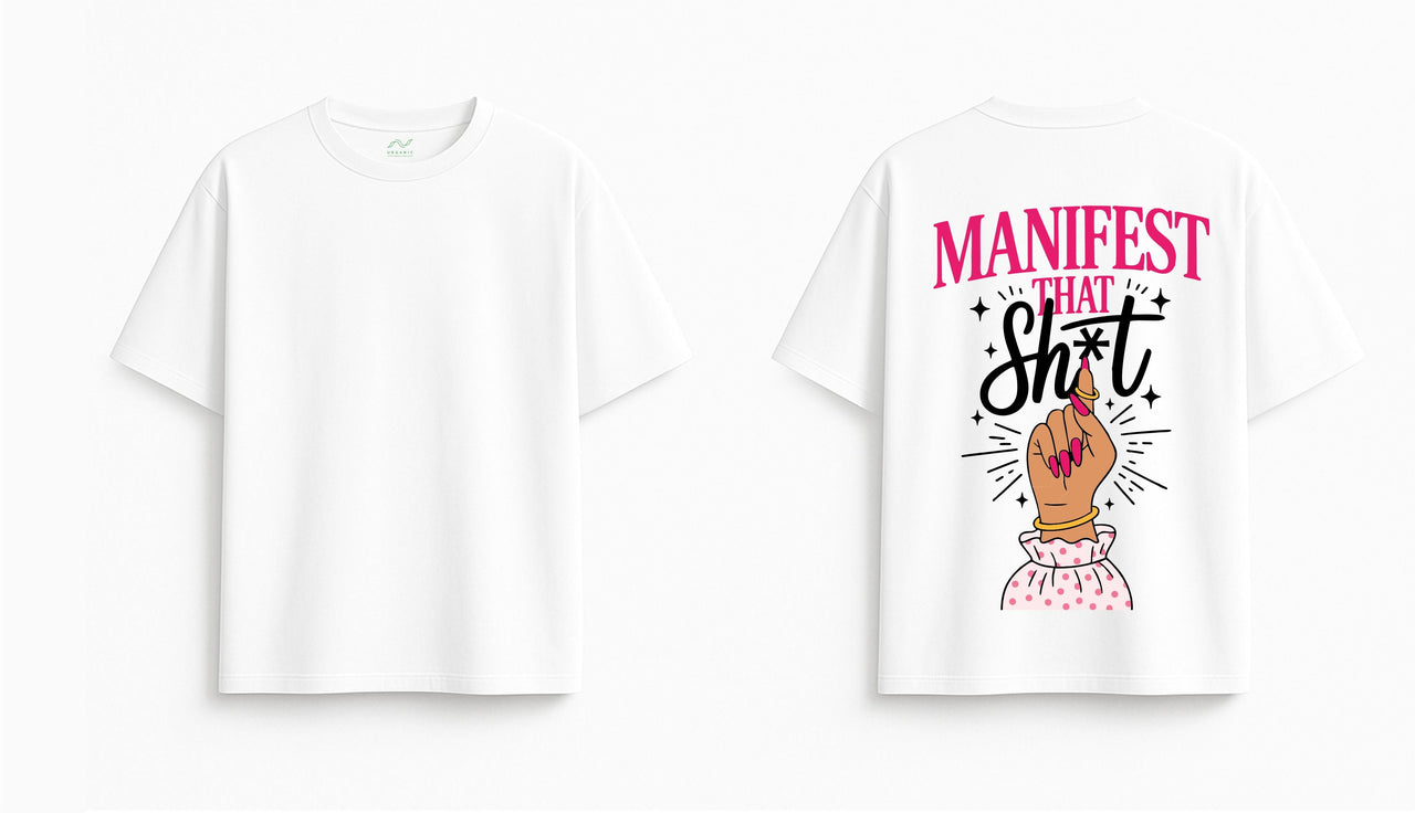 BALTI OVERSIZED MARŠKINĖLIAI "MANIFEST"