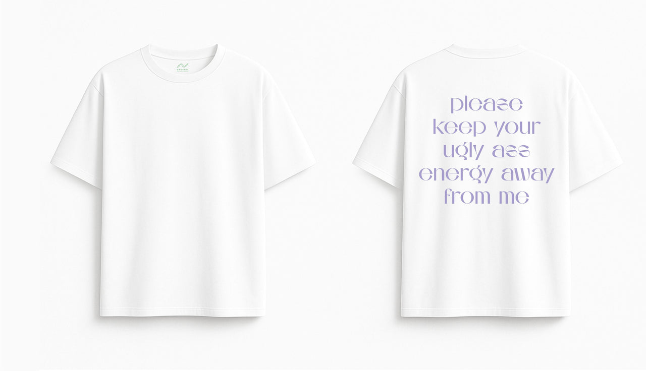Oversized white T-shirt "Away from me"