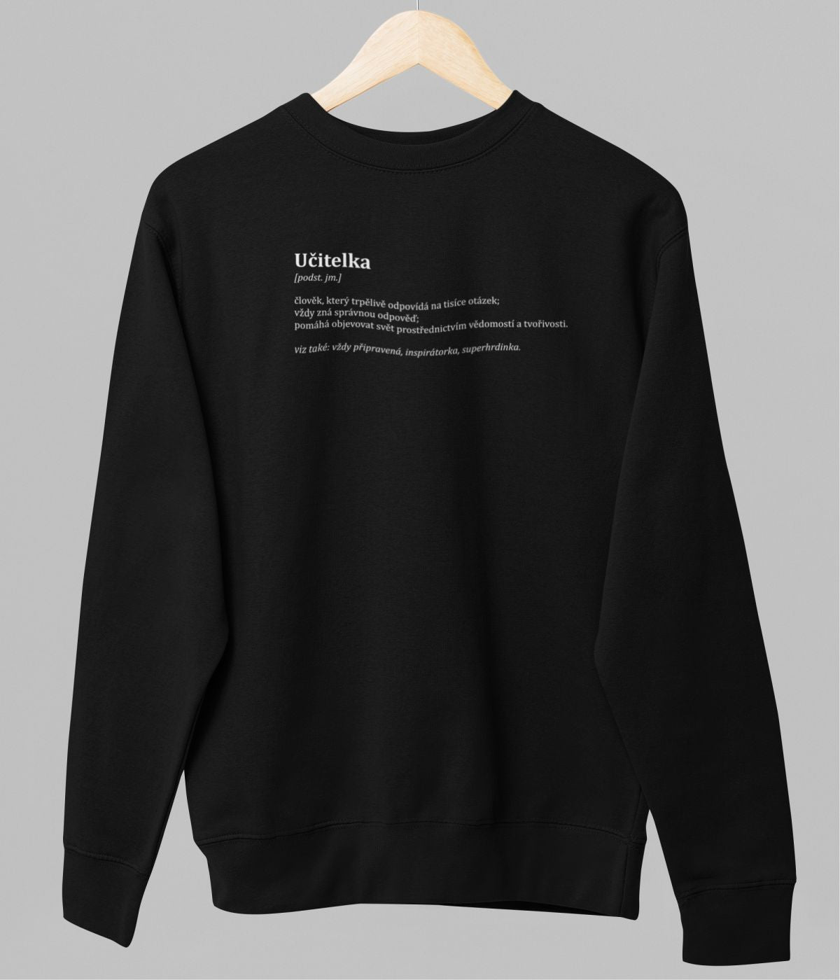 Černá unisex mikina "Popis učitelky"