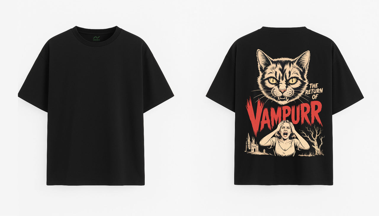 Oversized black T-shirt "Vampurr"