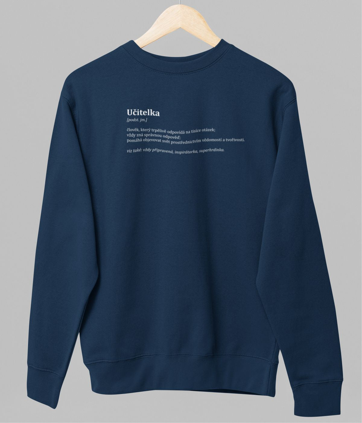 Modrá unisex mikina "Popis učitelky"