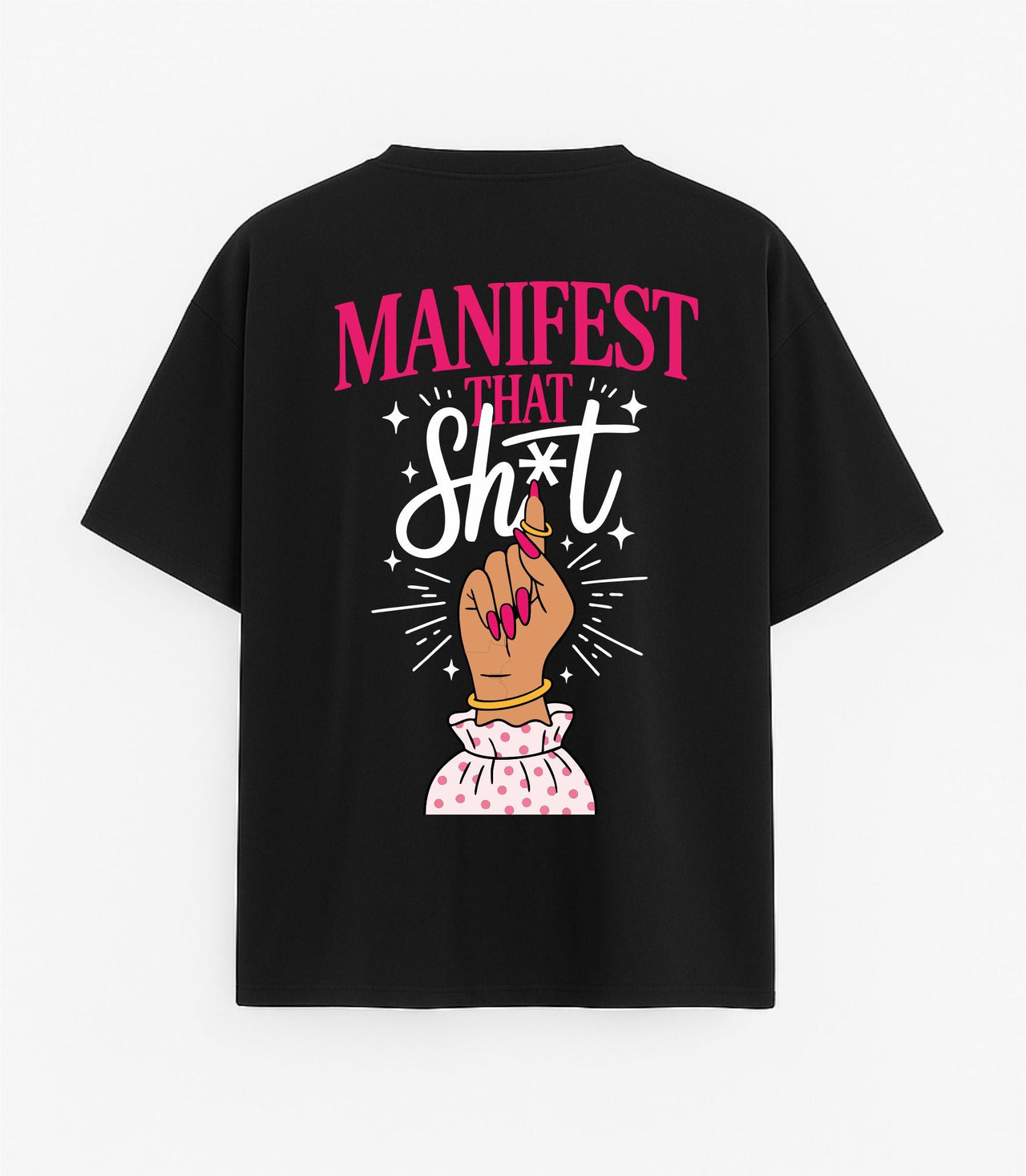 JUODI OVERSIZED MARŠKINĖLIAI "MANIFEST"