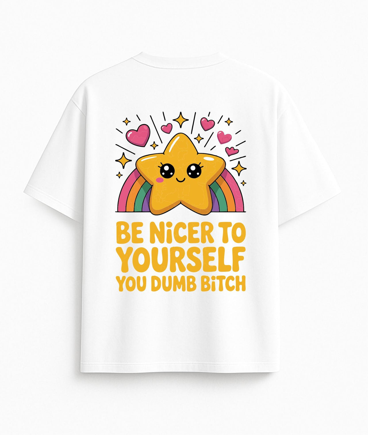 BALTI OVERSIZED MARŠKINĖLIAI "BE NICER TO YOURSELF"