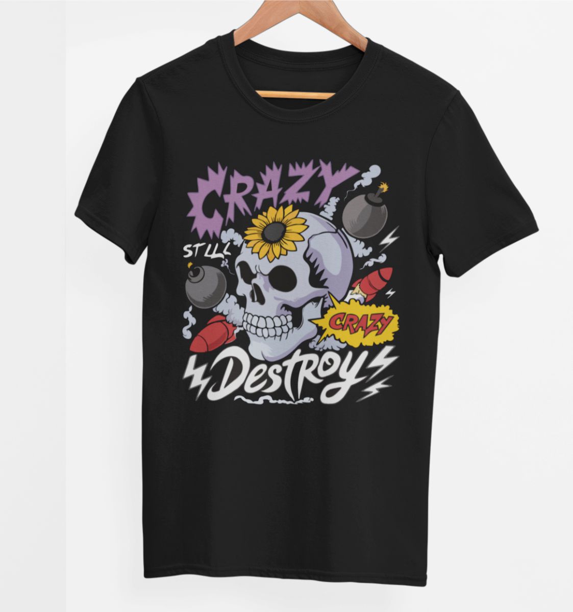 Mustad UNISEX T-särgid "Crazy destroy"
