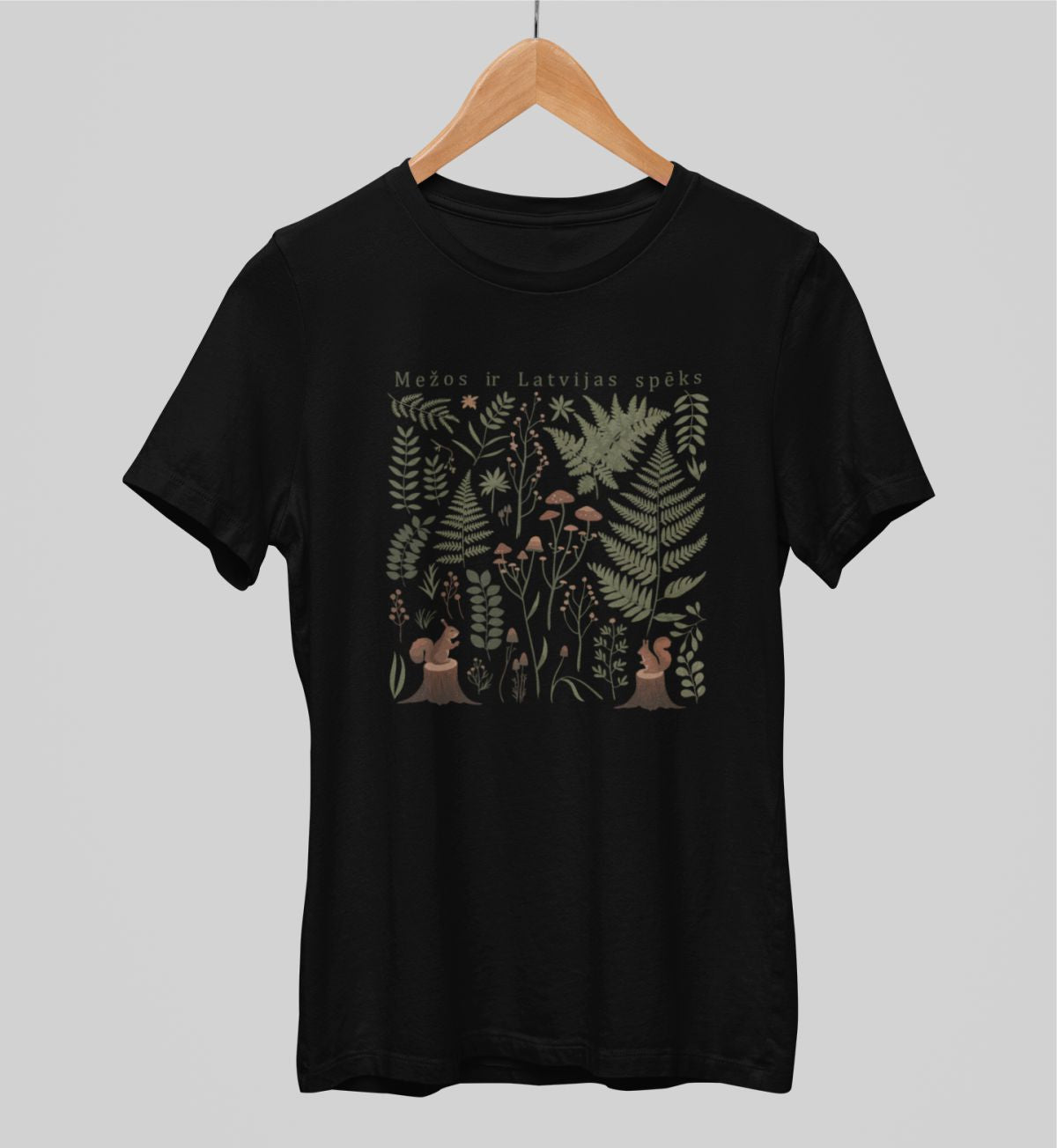 Melni unisex krekli "Latvijas mežs"