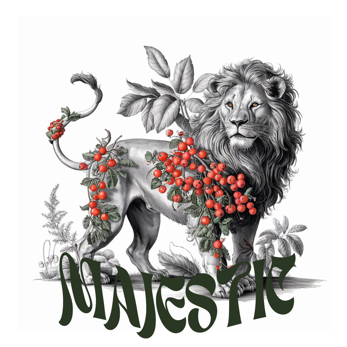 Vit UNISEX T-shirt med ryggtryck “Majestic”