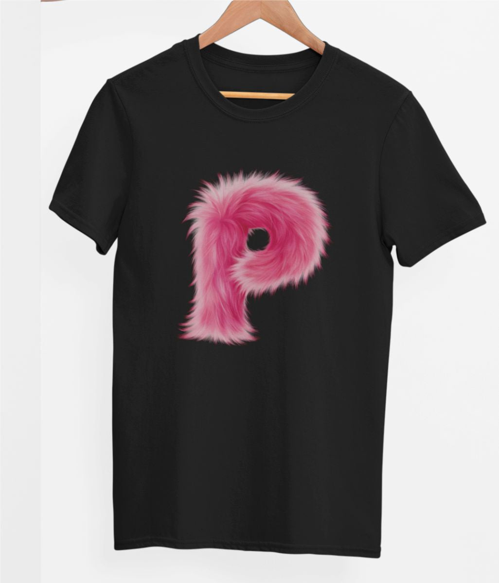 Svart UNISEX T-shirt “P Buchstabe”
