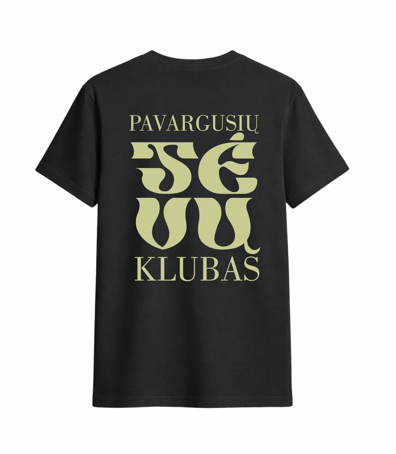 JUODI KLASIKINIAI MARŠKINĖLIAI "PAVARGUSIŲ TĖVŲ KLUBAS"
