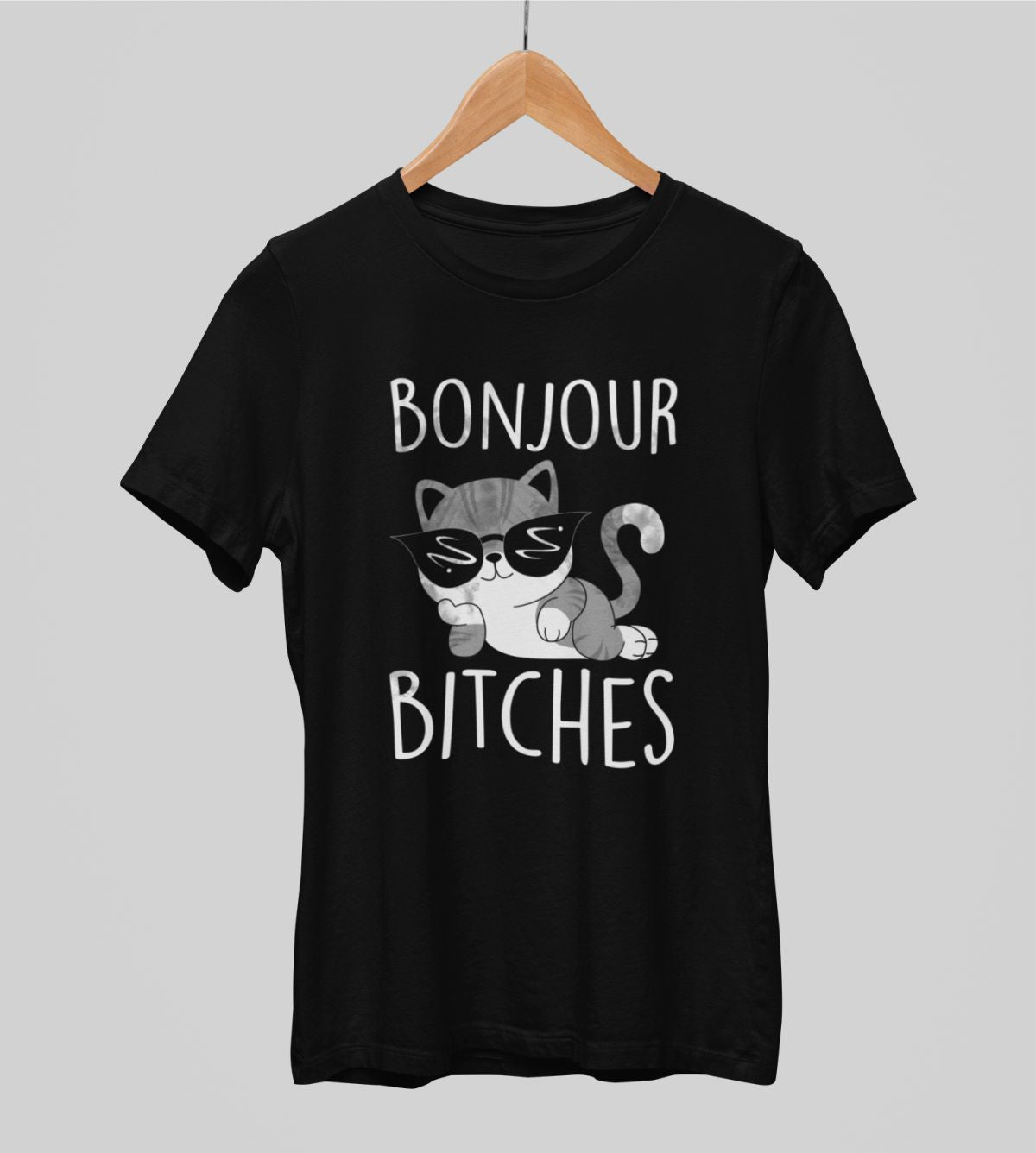 Melni UNISEX krekli "Bonjour bitches"