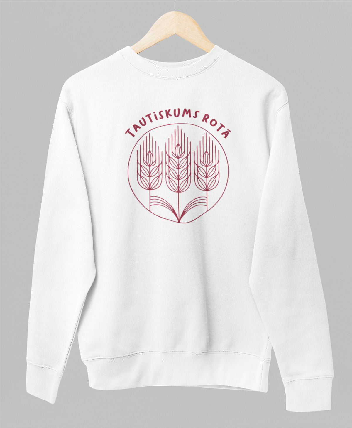 Balts UNISEX džemperis bez kapuces "Tautiskums rotā"