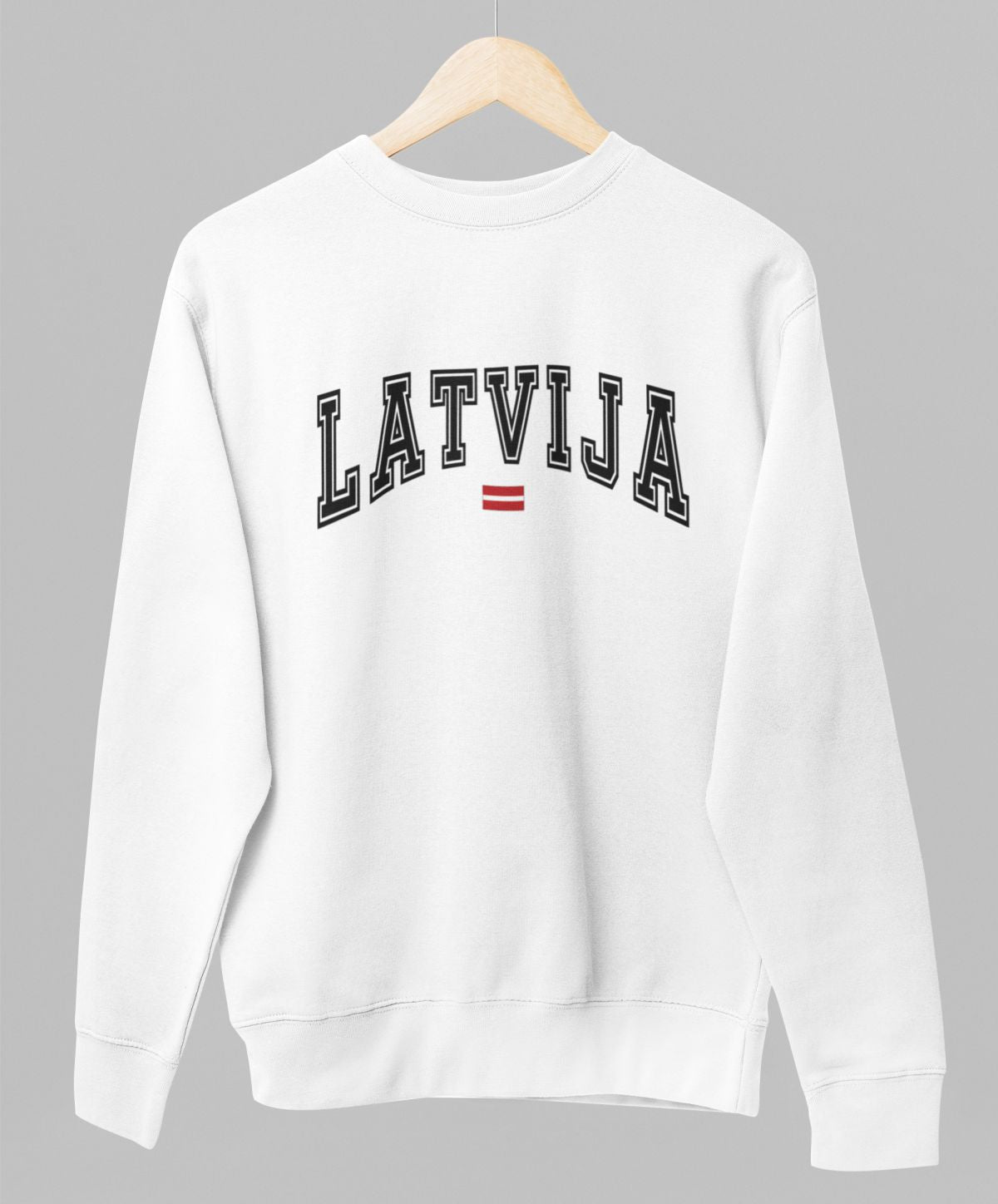 Balts UNISEX džemperis bez kapuces "Mana valsts"