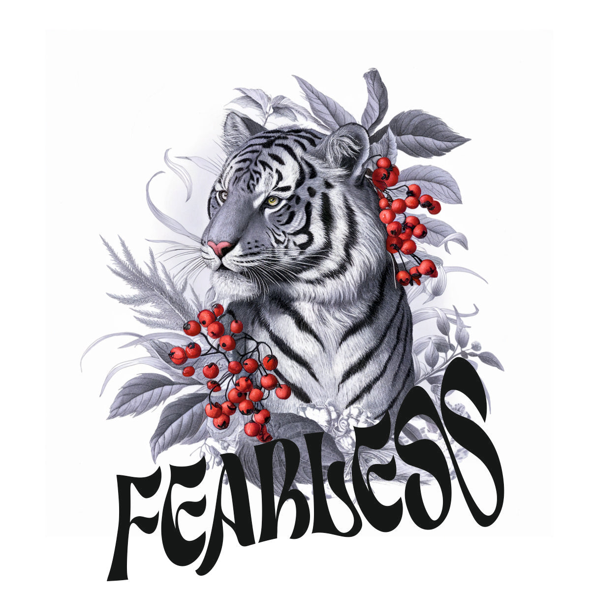 Vit UNISEX T-shirt med ryggtryck “Fearless”