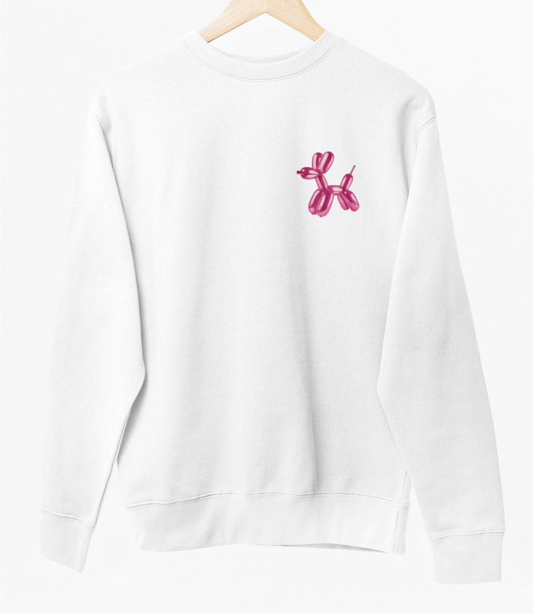 Vit UNISEX tröja “Aufgeblasener Hund”