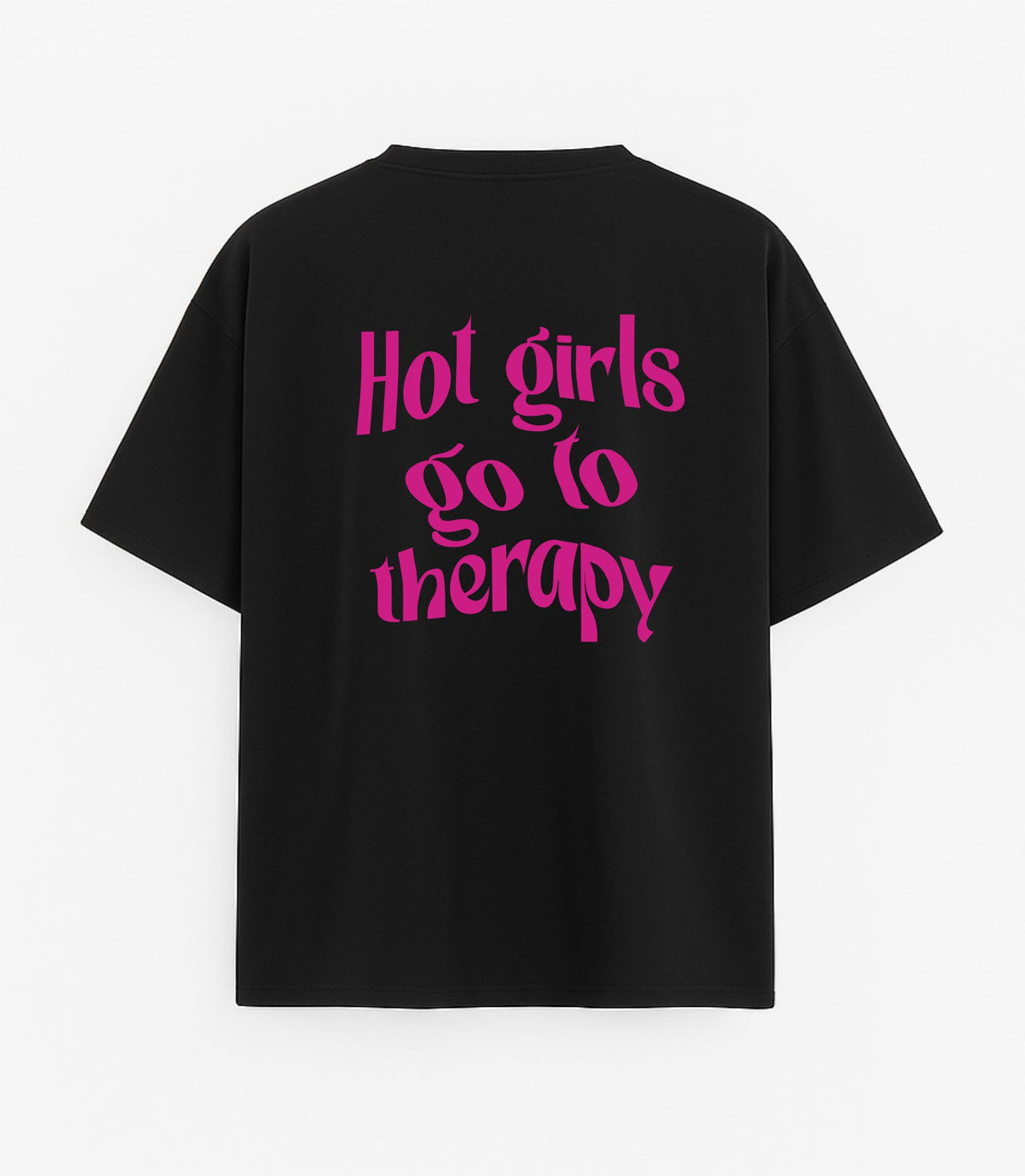 Oversized black T-shirt "Hot girls"