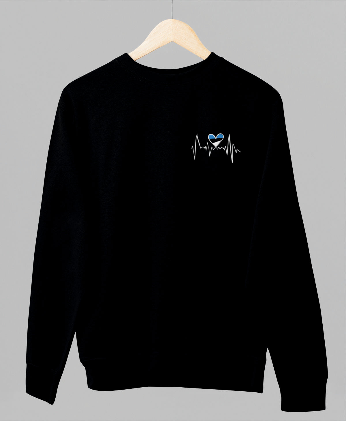 Must UNISEX dressipluus ilma kapuutsita "Eesti süda"