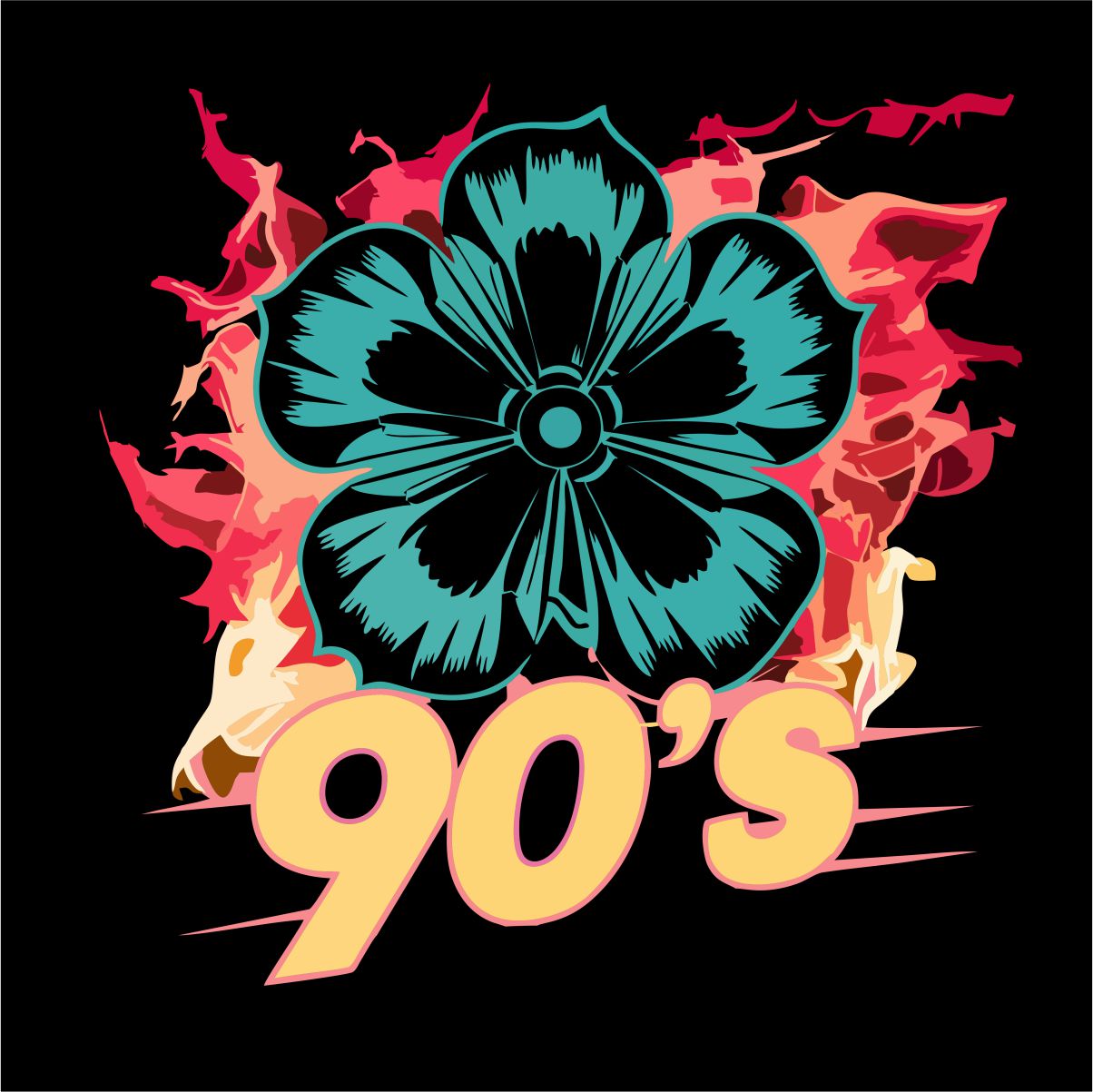 Svart UNISEX T-shirt ”90's flower”