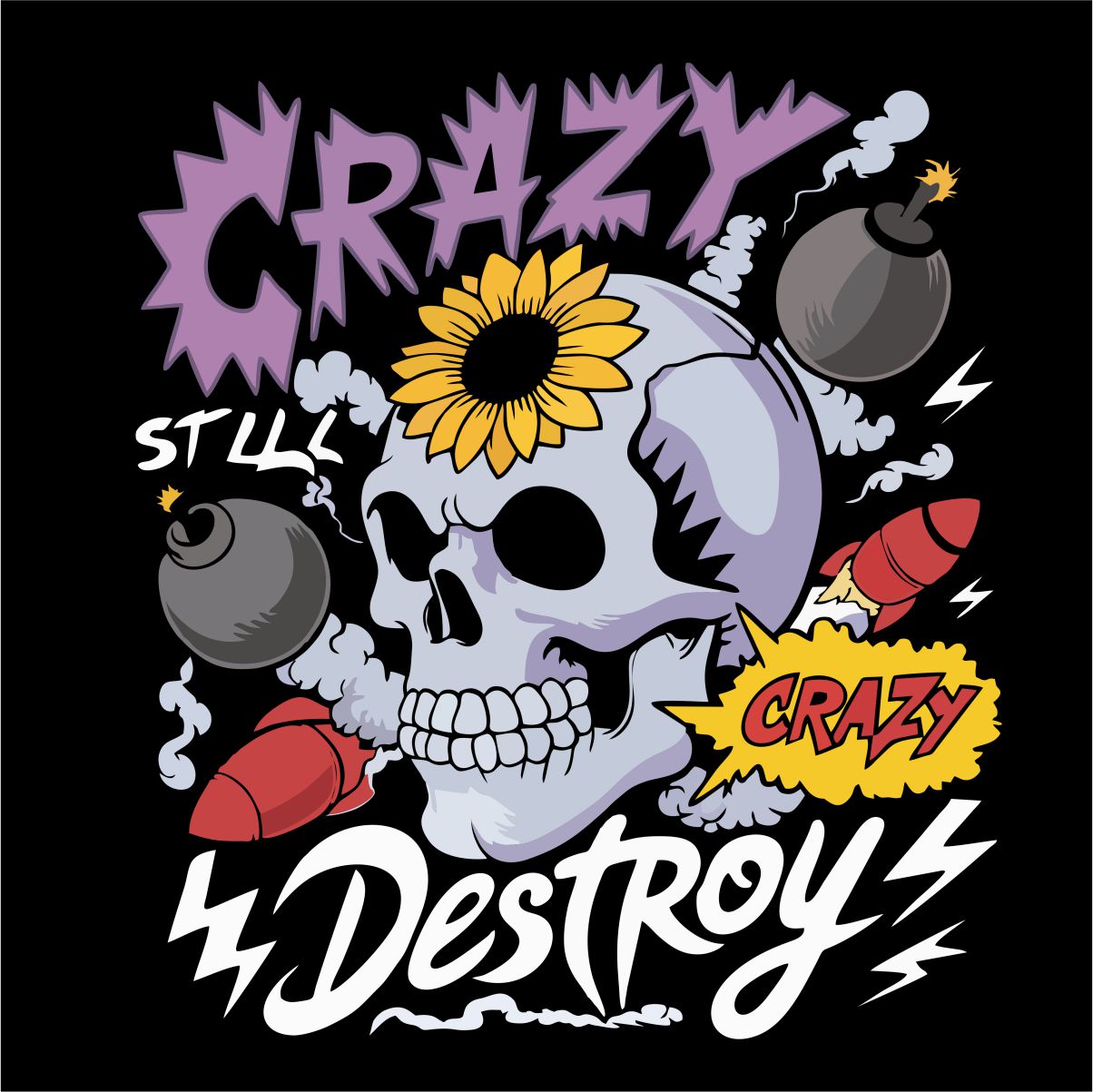 Svart UNISEX sweatshirt ”Crazy destroy”