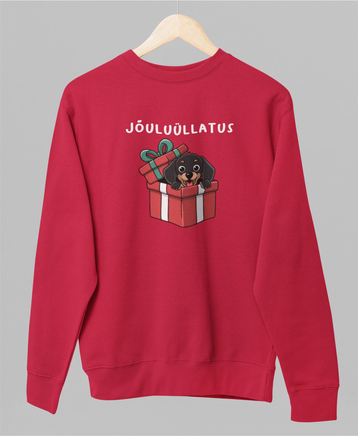 Punane UNISEX pusaer ilma kapuutsita "Jõuluüllatus"