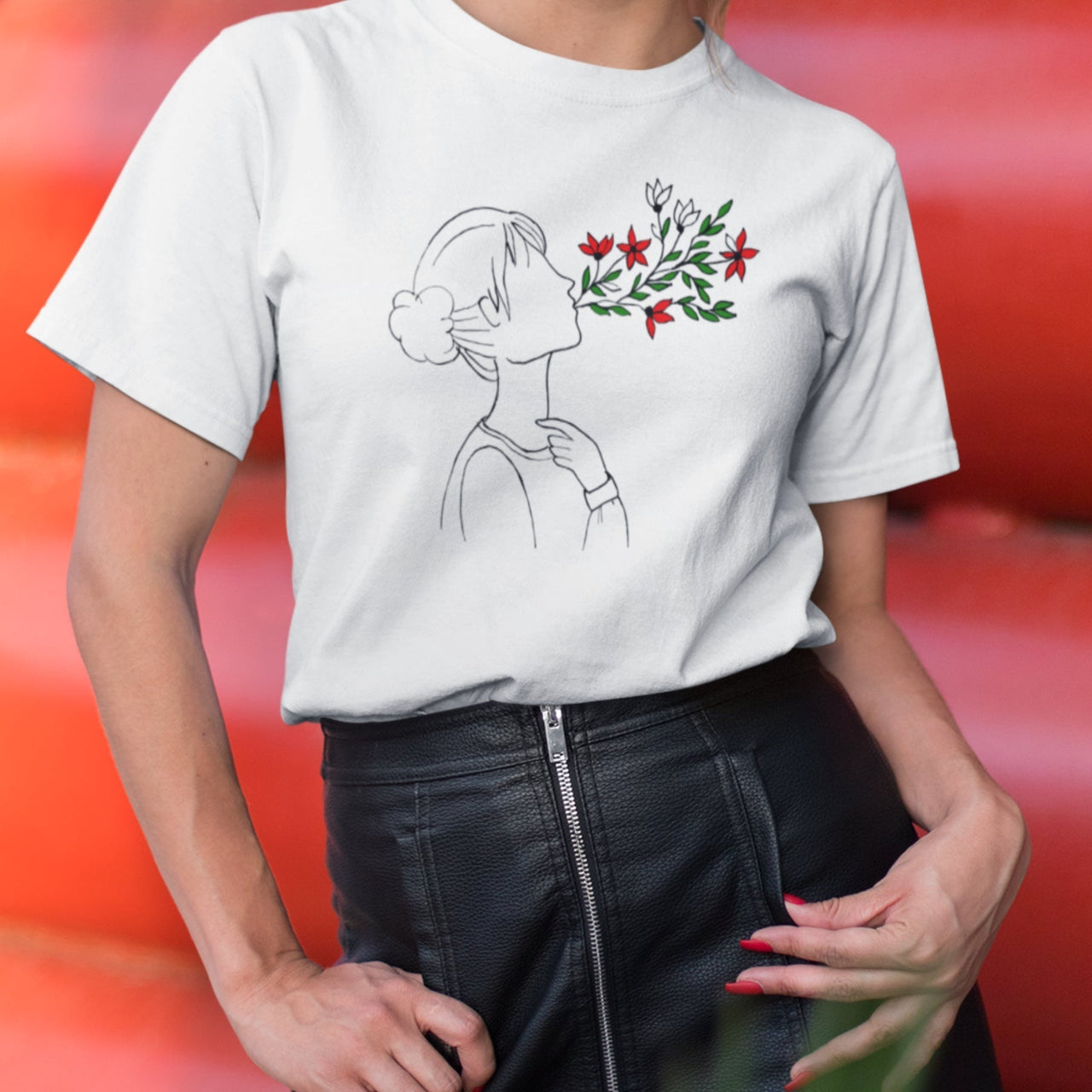 Weißes T-Shirt „Atmen“