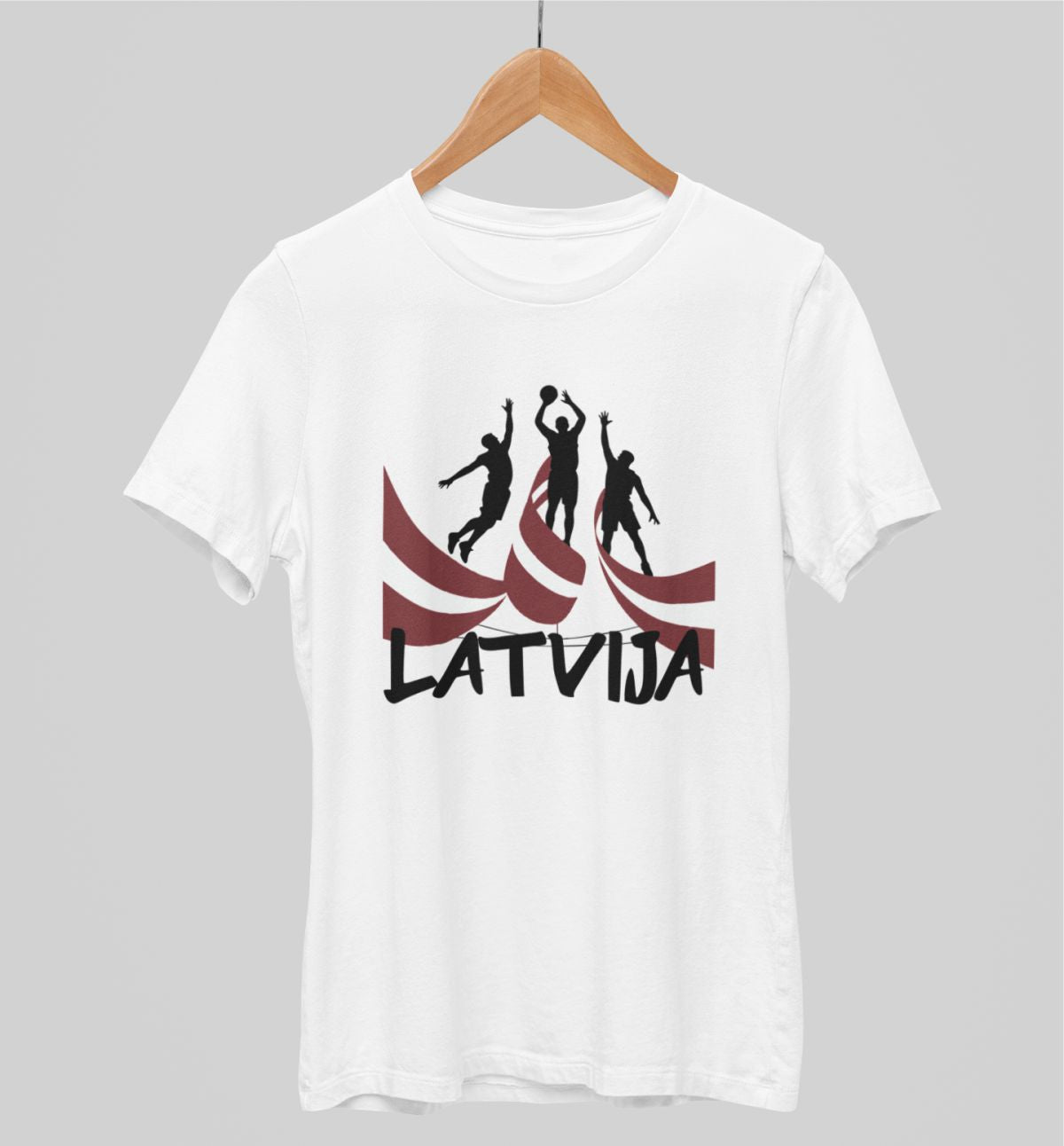 Balti UNISEX krekli "Latvija basketball"