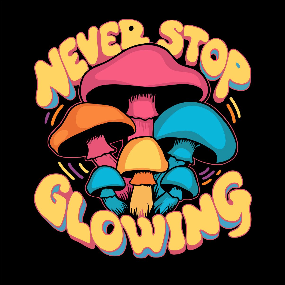 Must UNISEX dressipluus ilma kapuutsita "Never stop glowing"