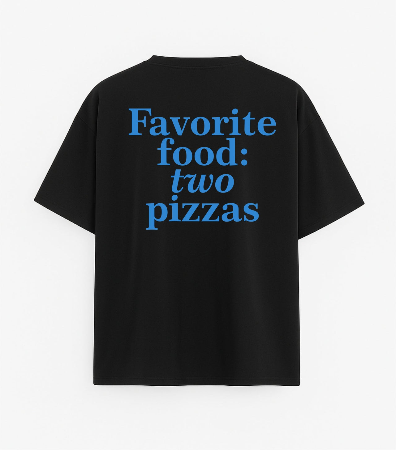 JUODI OVERSIZED MARŠKINĖLIAI "FAVORITE FOOD"