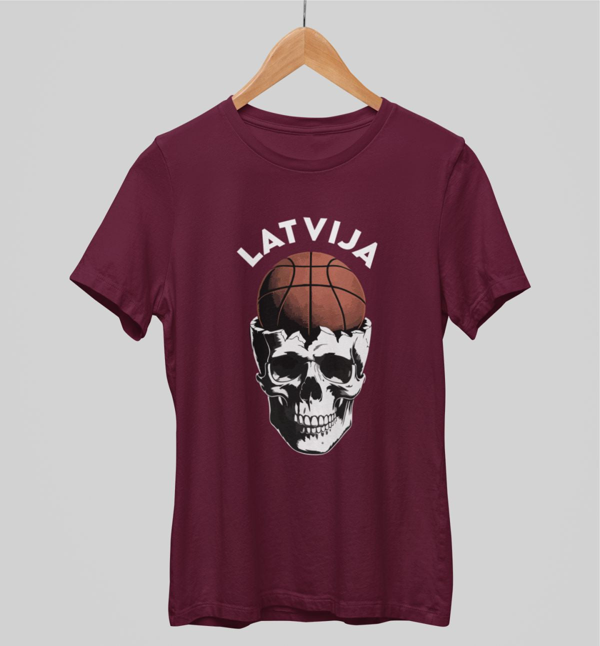 Bordo krāsas uniseksa "Latvian skull"