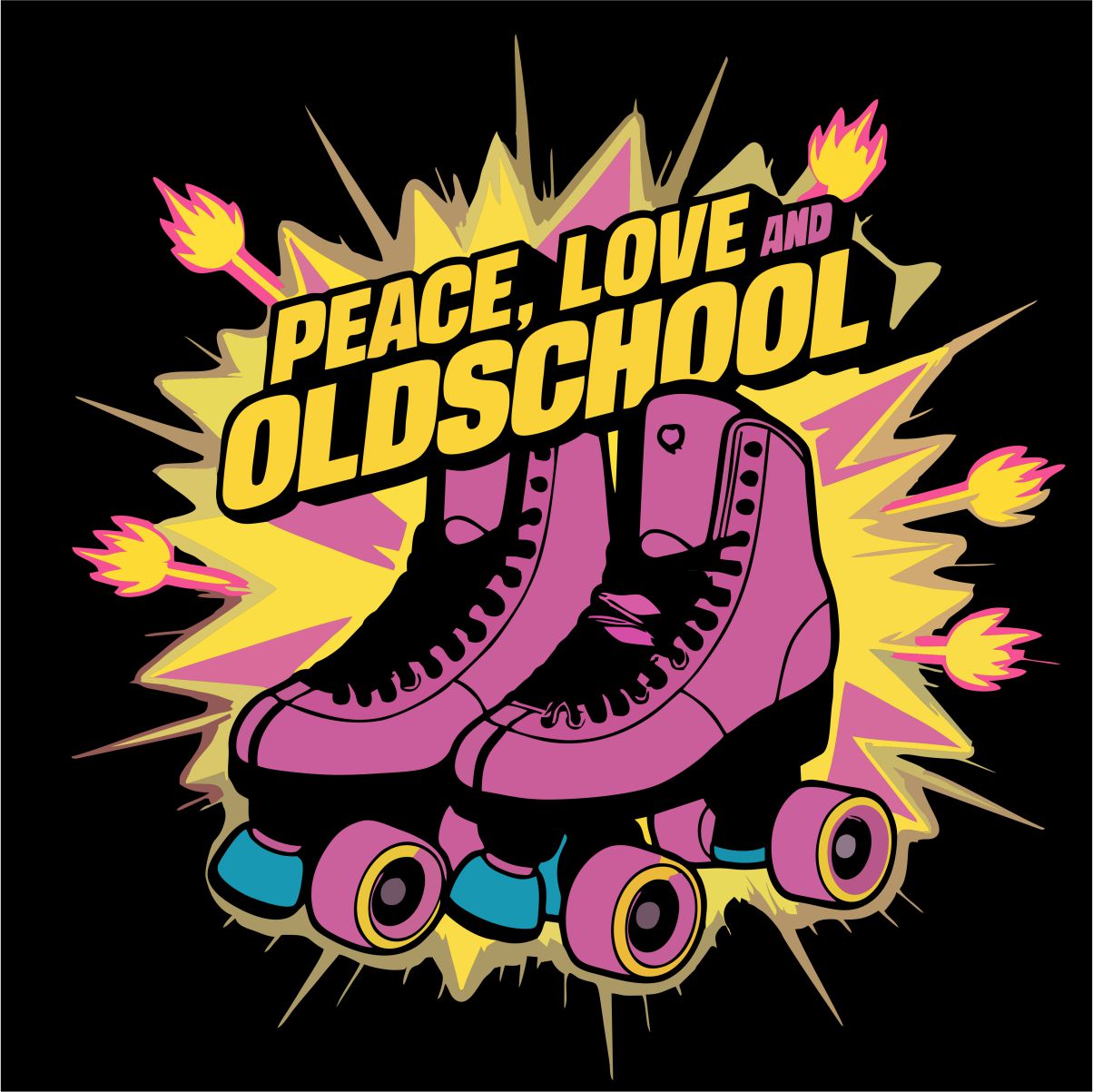 Svart UNISEX T-shirt ”Peace, love and oldschool”