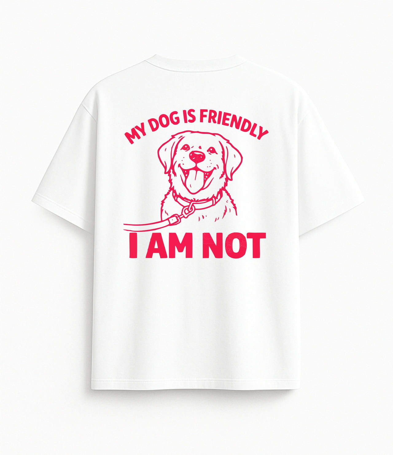 Oversized white T-shirt "My dog is friendly"