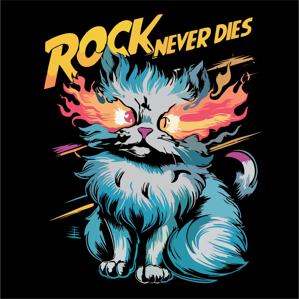 Mustad UNISEX T-särgid "Rock never dies"