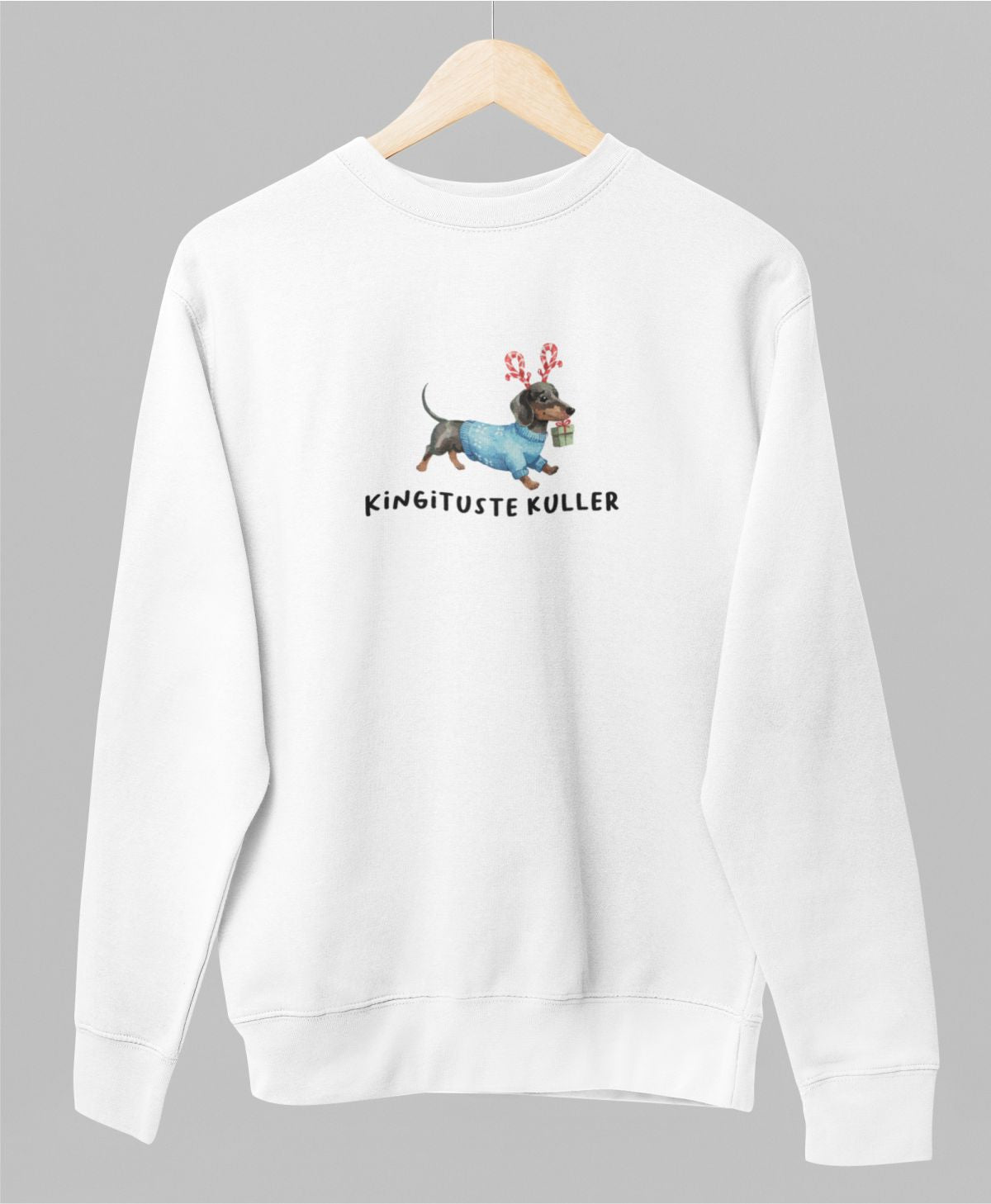 Valge UNISEX pusaer ilma kapuutsita "Kingituste kuller"