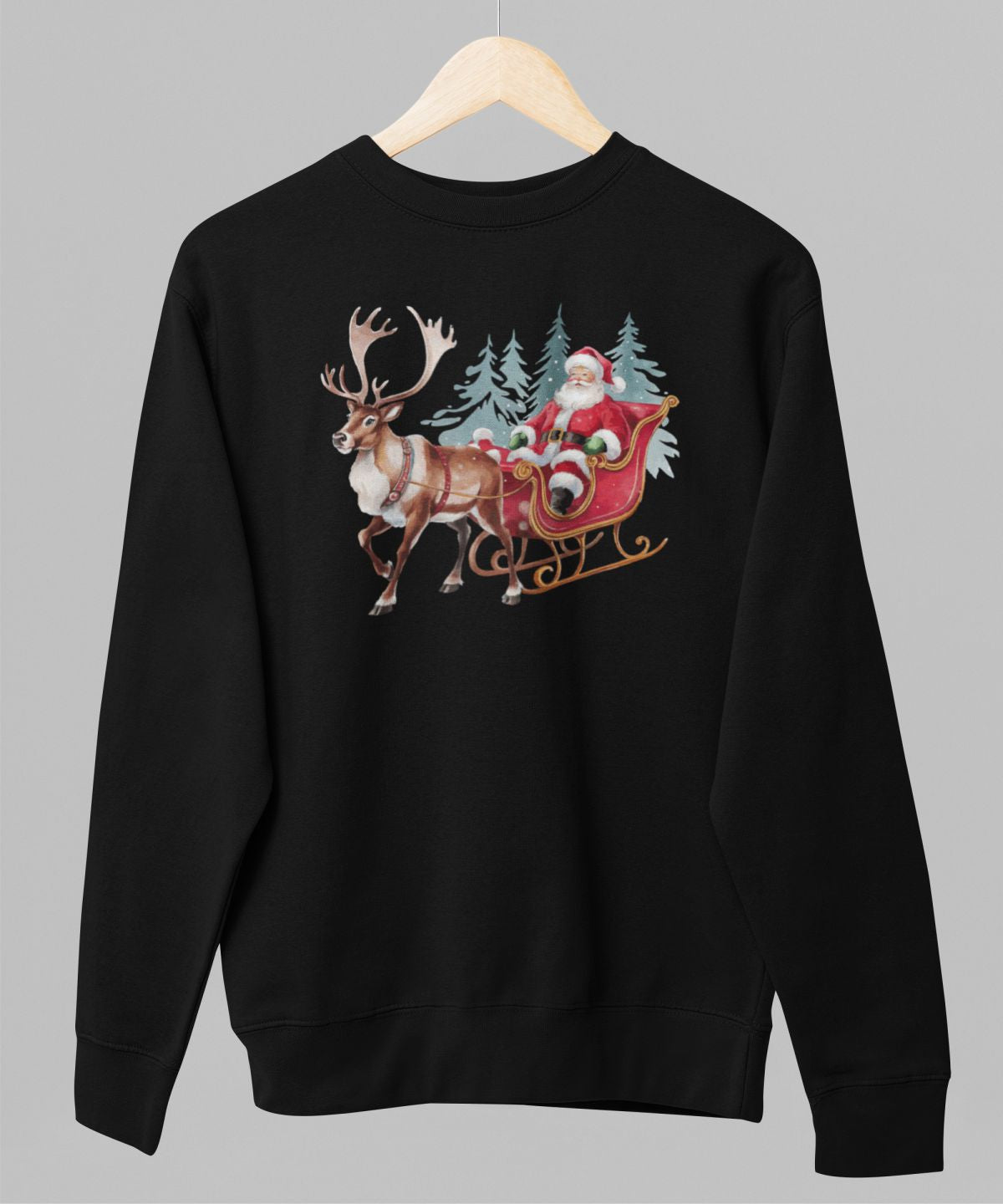 Melns UNISEX džemperis bez kapuces "Ziemassvētku brīnums"