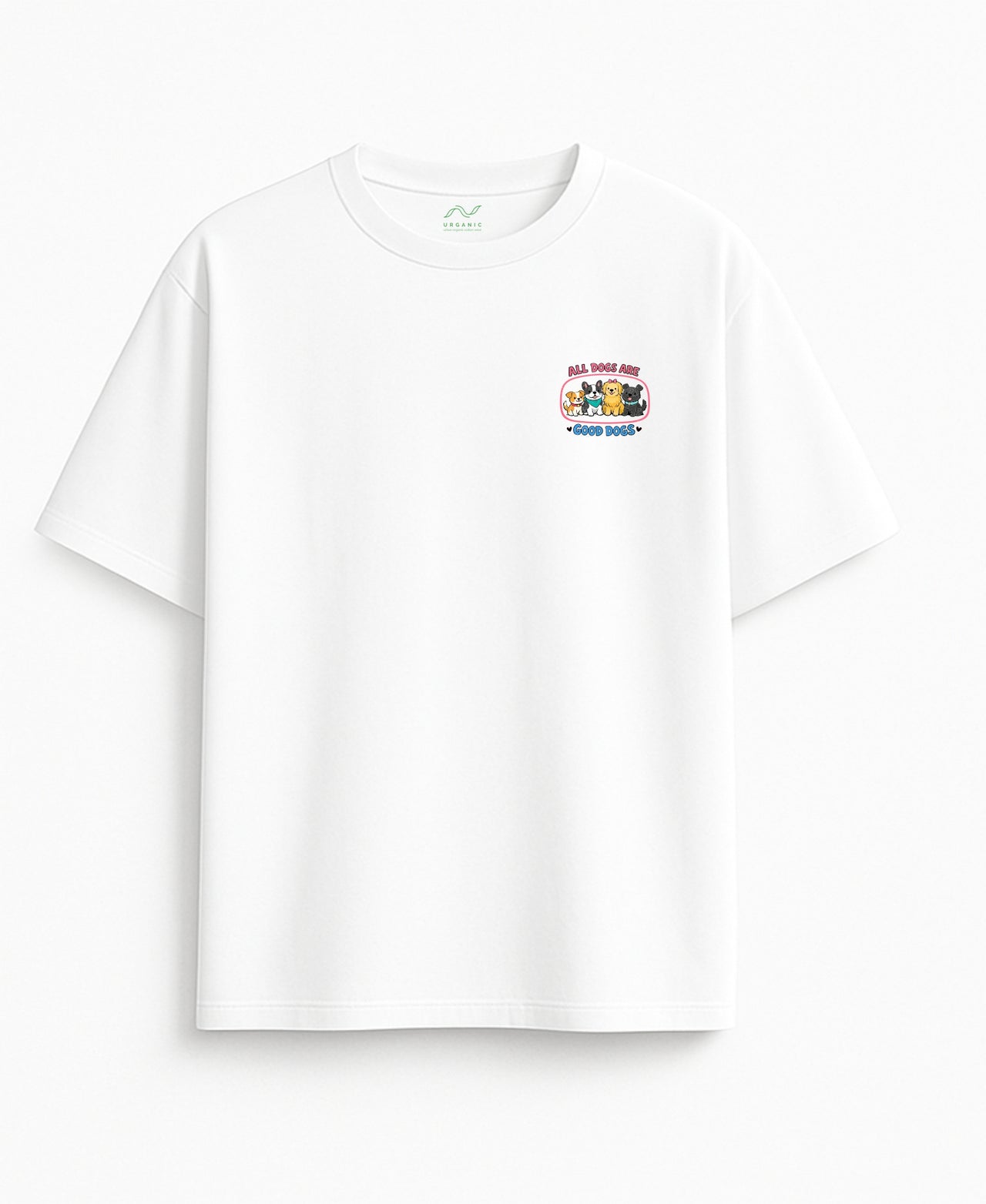 Oversized white T-shirt "All dogs are good"