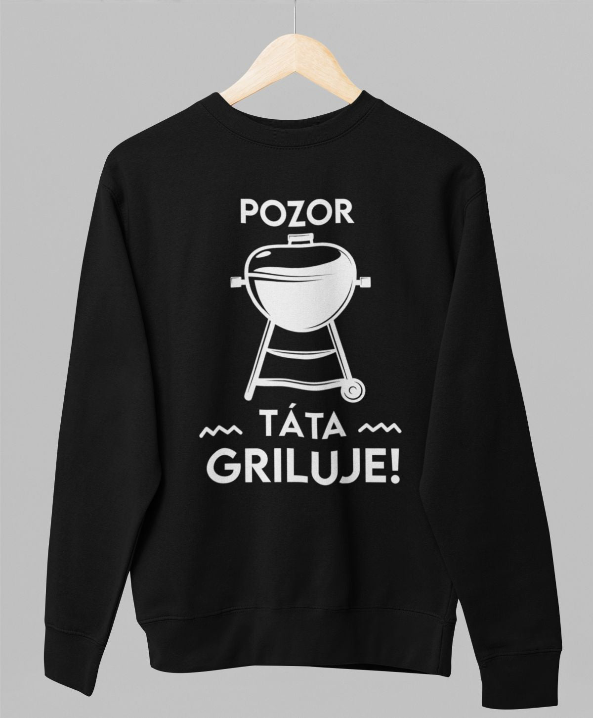 Černá unisex mikina "Pozor, táta griluje!"