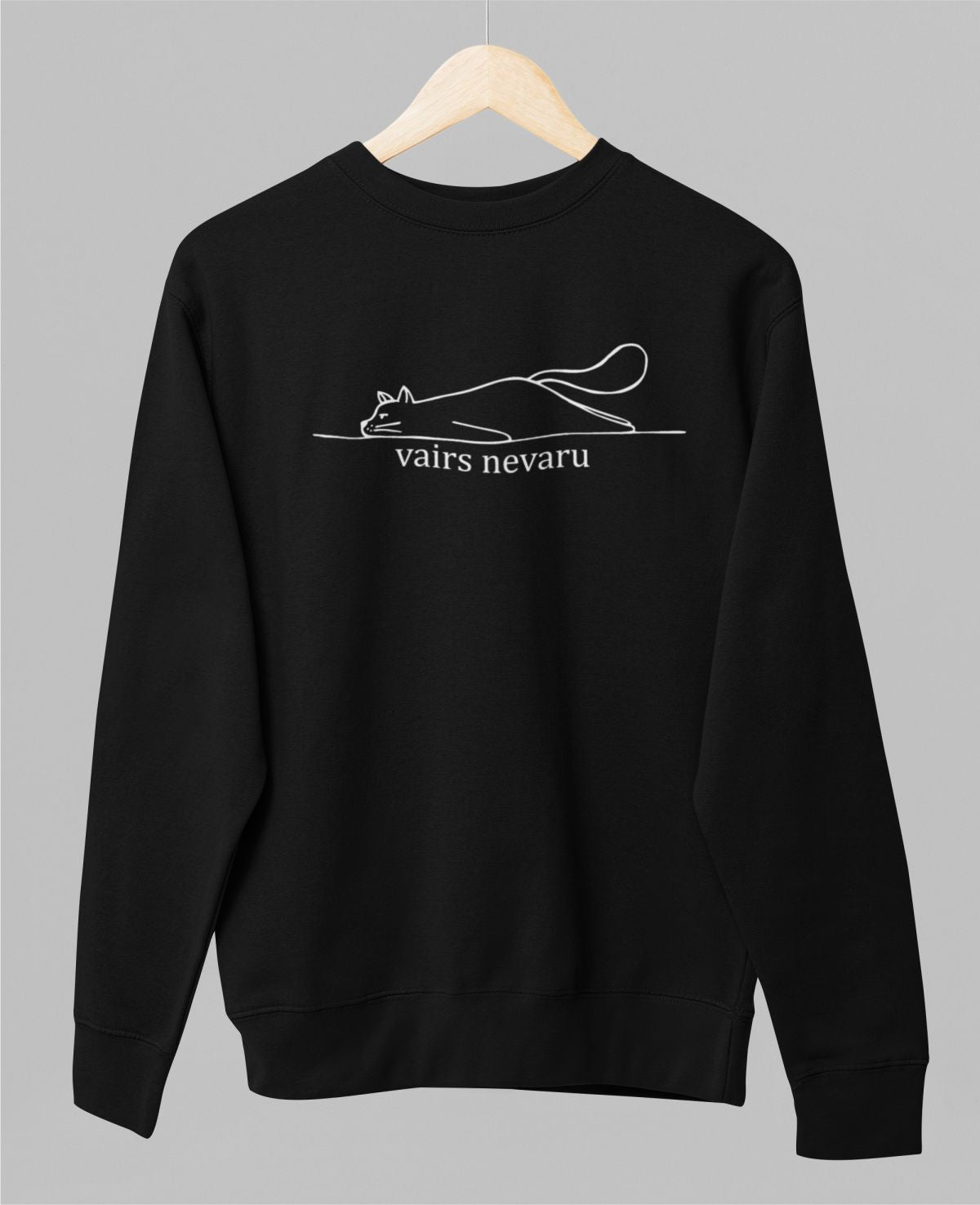 Melns UNISEX džemperis bez kapuces "Vairs nevaru"