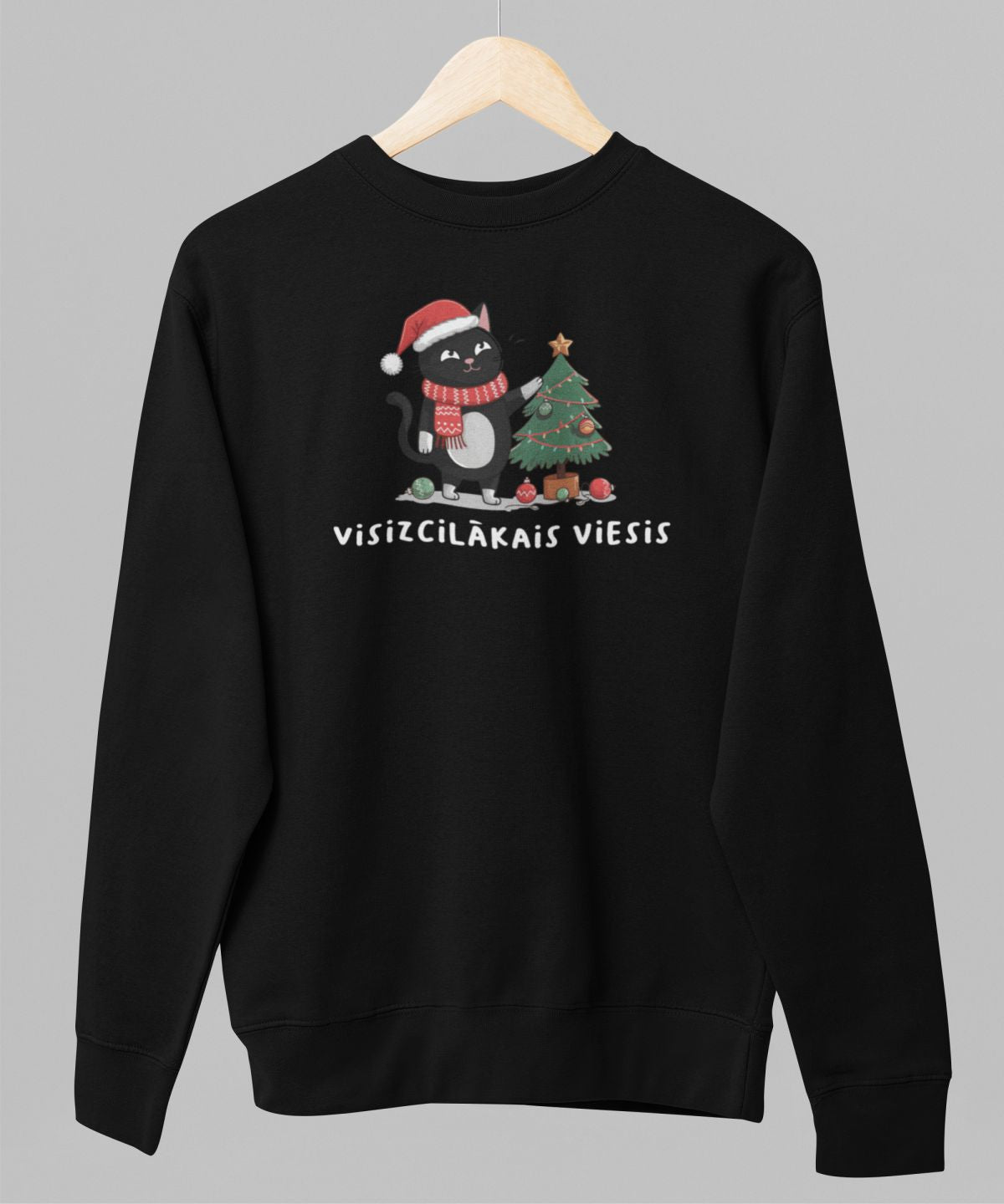 Melns UNISEX džemperis bez kapuces "Visizcilākais viesis"