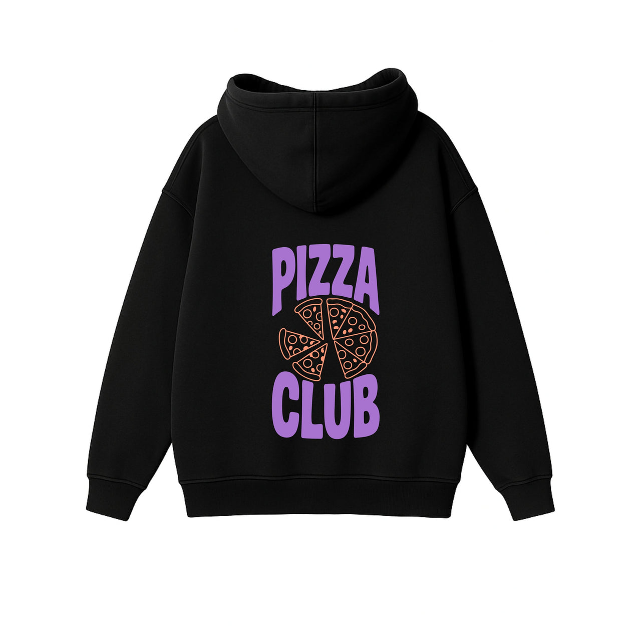 JUODAS OVERSIZED STOROS MEDŽIAGOS DŽEMPERIS "PIZZA CLUB"